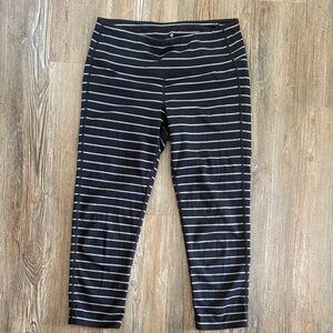 Athleta Capri Black and gray Striped Leggings